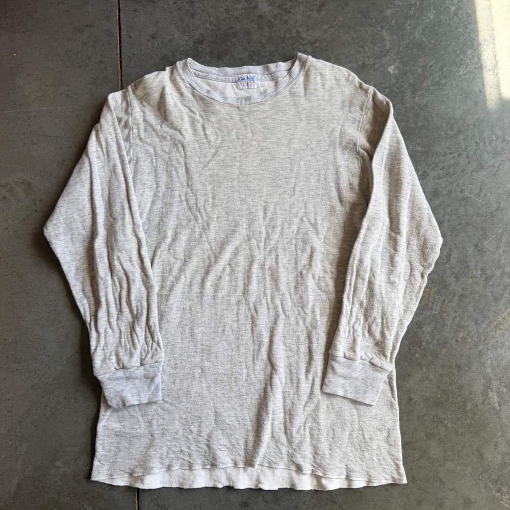 Vintage 60s Duofold Double Face Two Layer Thermal Long Sleeve Shirt Gray Mens L